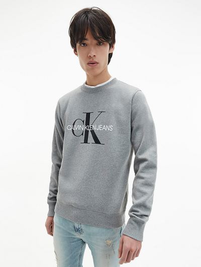 Calvin Klein Ruhák HU503547 | Calvin Klein Organic Cotton Logo Férfi Pulóver Szürke